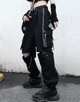 Women’s Techwear Separate Cargo Pants – Multi-Pocket Streetwear